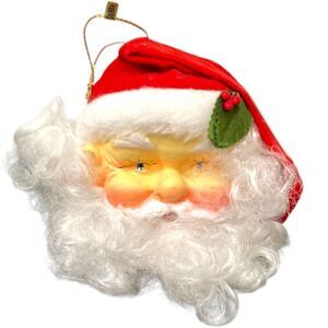 Vintage Santa Claus Christmas Tree Ornament Hard Plastic Hand Painted